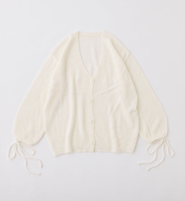  「袖リボンロングカーディガン」|ニット・セーター|