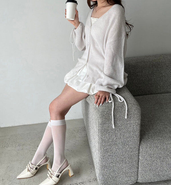  「袖リボンロングカーディガン」|ニット・セーター|