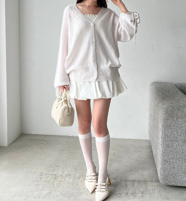  「袖リボンロングカーディガン」|ニット・セーター|