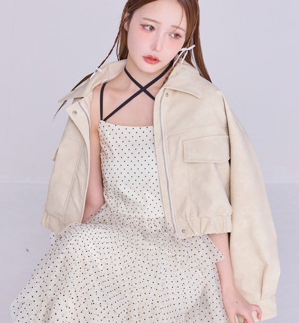  「フェイクレザーショートジャケット」|ダウンベスト・ベスト|