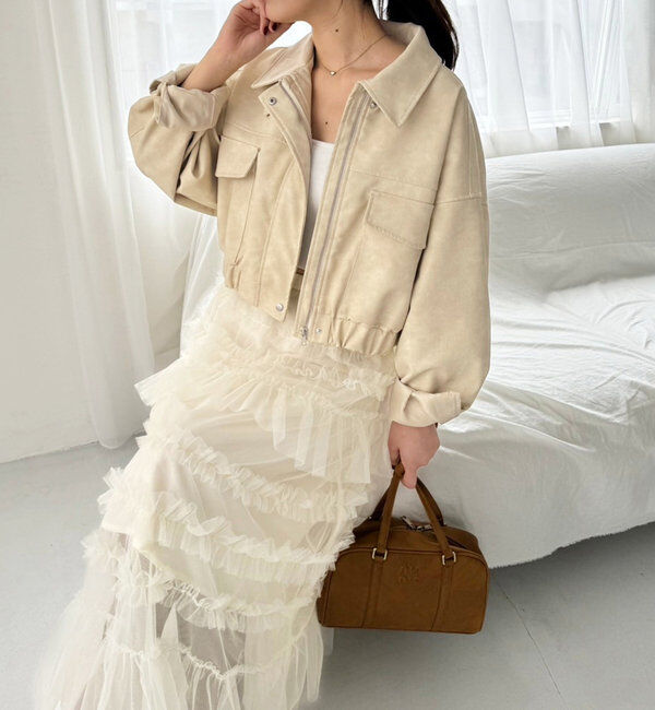  「フェイクレザーショートジャケット」|ダウンベスト・ベスト|