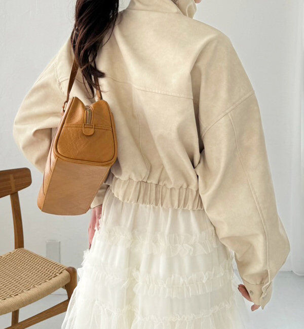  「フェイクレザーショートジャケット」|ダウンベスト・ベスト|