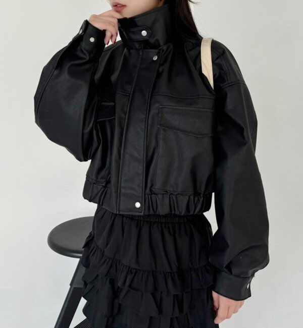  「フェイクレザーショートジャケット」|ダウンベスト・ベスト|