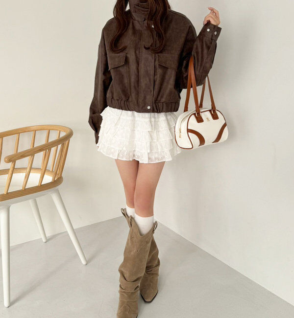  「フェイクレザーショートジャケット」|ダウンベスト・ベスト|