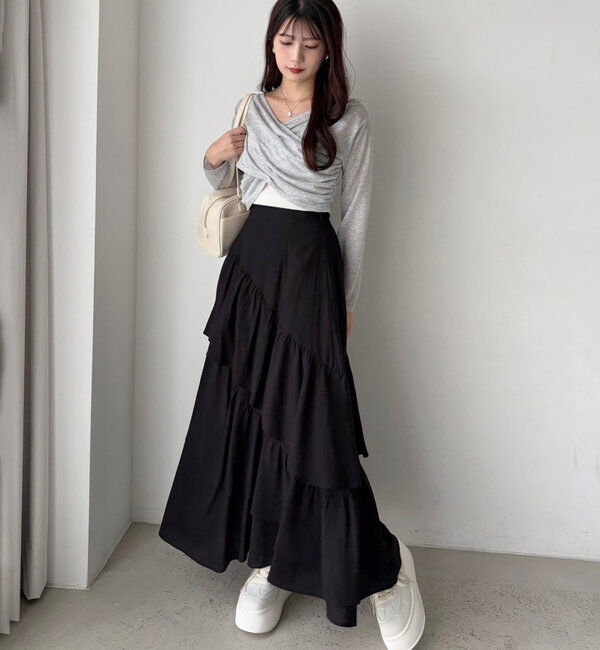  「ティアードフリルロングスカート」|スカート|