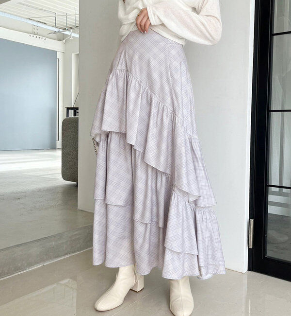  「ティアードフリルロングスカート」|スカート|