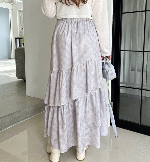  「ティアードフリルロングスカート」|スカート|