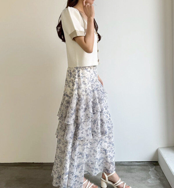  「【セット対応】配色ラメニット半袖カーディガン」|ニット・セーター|