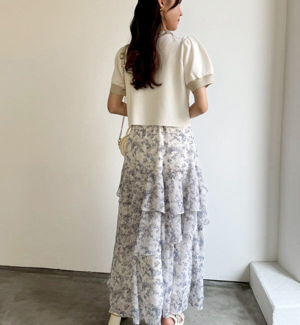  「【セット対応】配色ラメニット半袖カーディガン」|ニット・セーター|