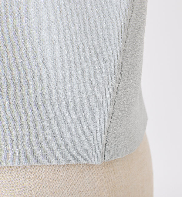  「【セット対応】配色ラメニット半袖カーディガン」|ニット・セーター|