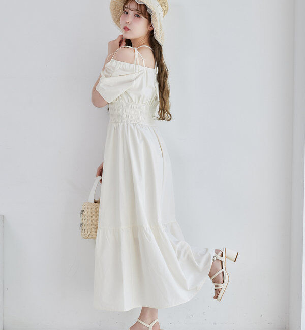  「【ウエスト細見え】シャーリングアソートワンピ」|ワンピース|