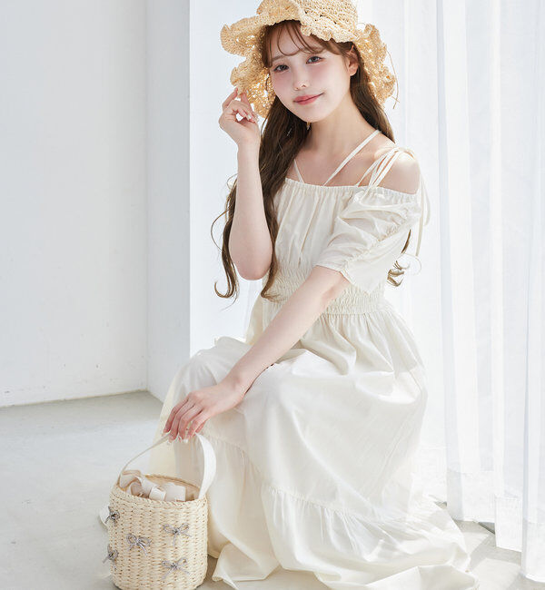  「【ウエスト細見え】シャーリングアソートワンピ」|ワンピース|