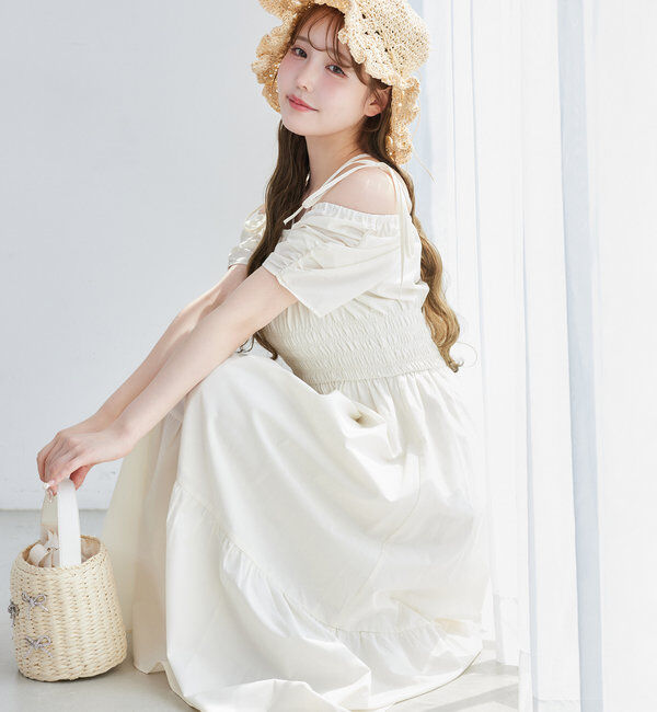  「【ウエスト細見え】シャーリングアソートワンピ」|ワンピース|