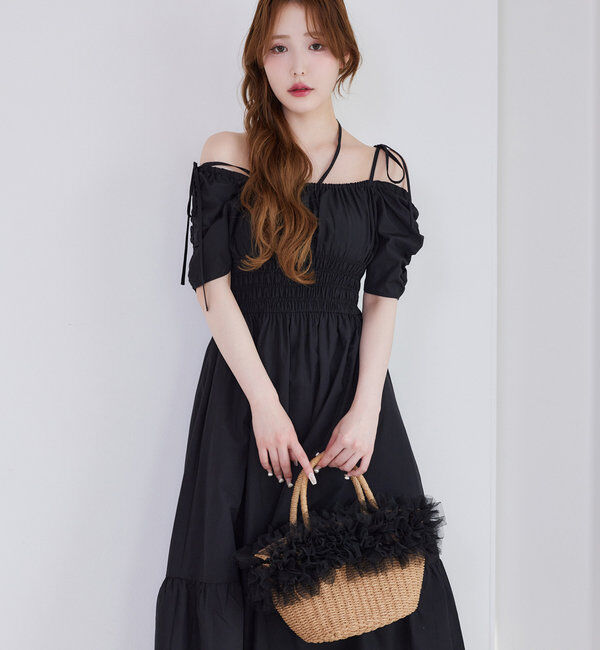  「【ウエスト細見え】シャーリングアソートワンピ」|ワンピース|