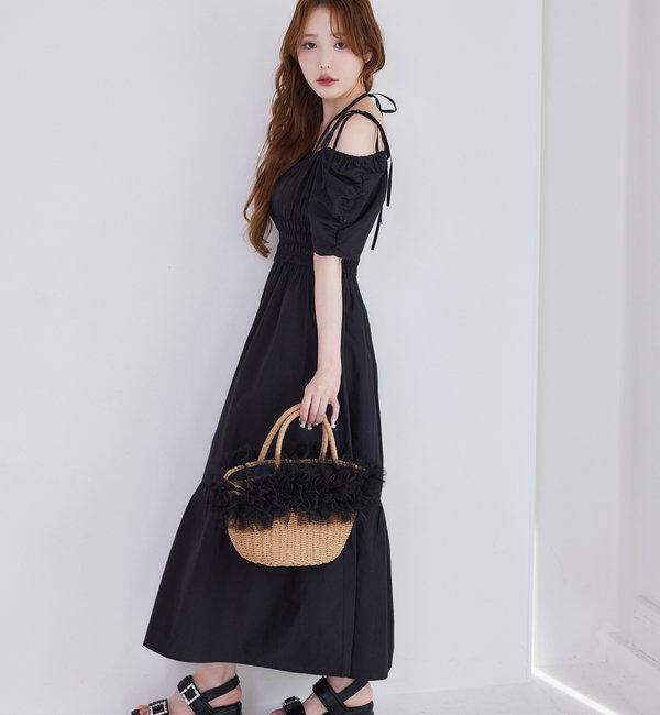  「【ウエスト細見え】シャーリングアソートワンピ」|ワンピース|