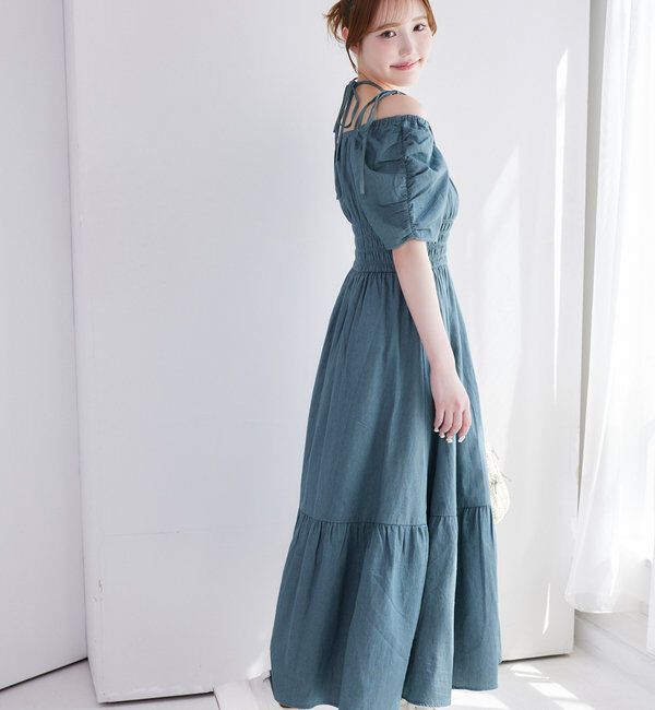  「【ウエスト細見え】シャーリングアソートワンピ」|ワンピース|