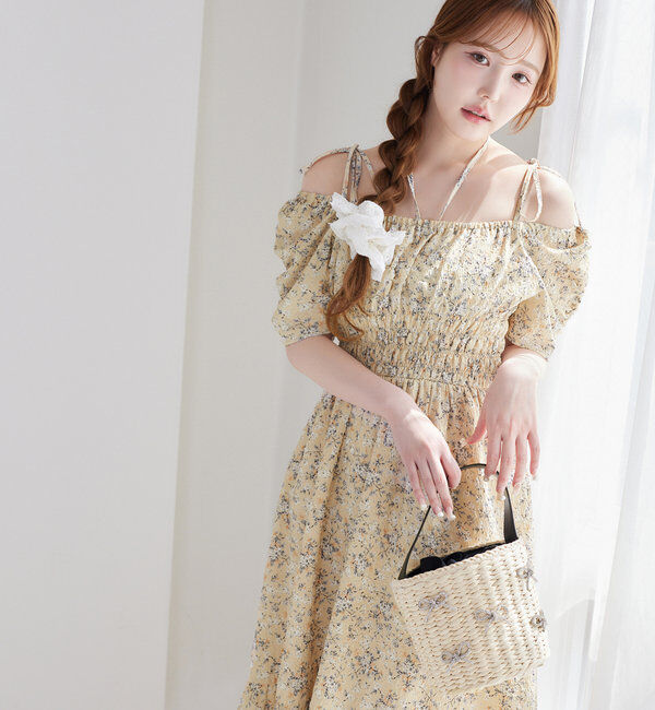  「【ウエスト細見え】シャーリングアソートワンピ」|ワンピース|