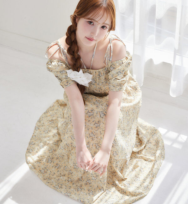  「【ウエスト細見え】シャーリングアソートワンピ」|ワンピース|