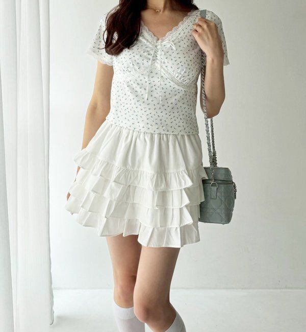  「ティアードフリルミニスカート」|スカート|