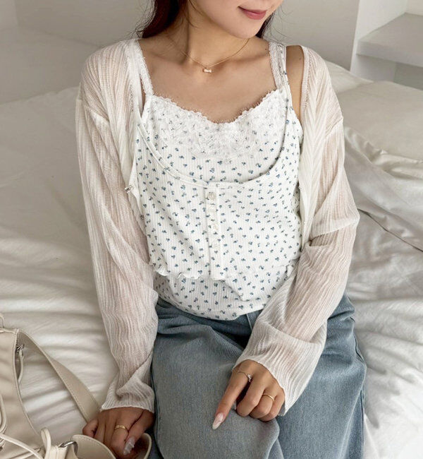  「ホック付きシアーカーデ」|ニット・セーター|