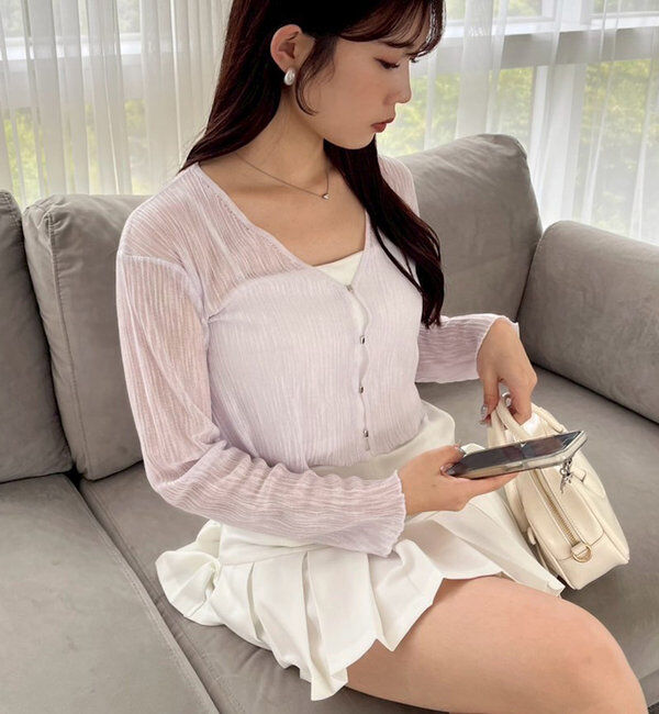  「ホック付きシアーカーデ」|ニット・セーター|