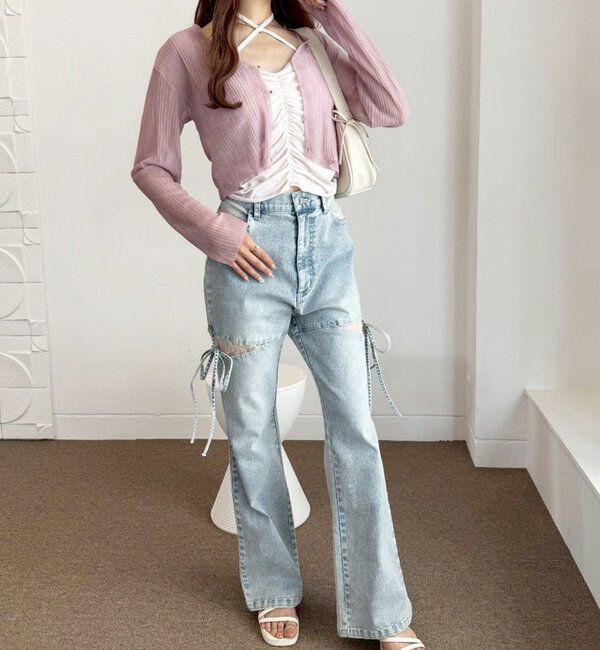  「ホック付きシアーカーデ」|ニット・セーター|