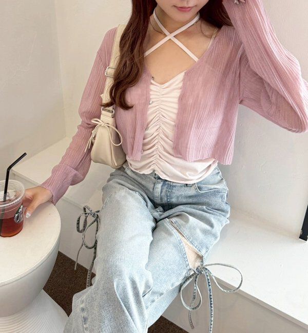  「ホック付きシアーカーデ」|ニット・セーター|