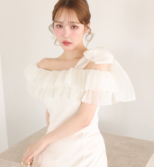  「セットで着れる／ワンショルリボントップス」|プルオーバー|アイボリー