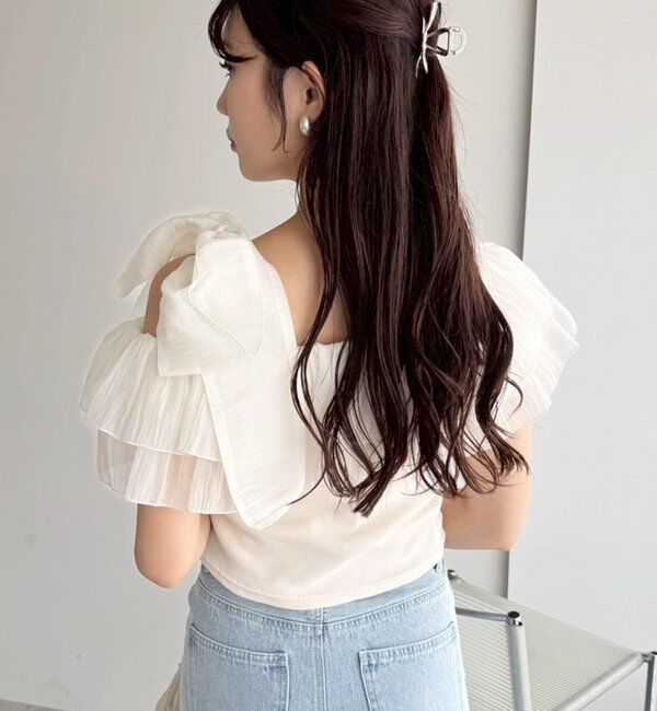  「セットで着れる／ワンショルリボントップス」|プルオーバー|