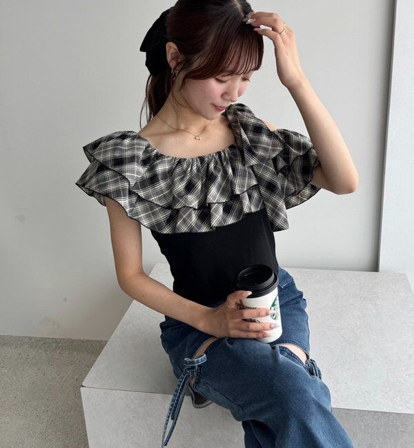  「セットで着れる／ワンショルリボントップス」|プルオーバー|