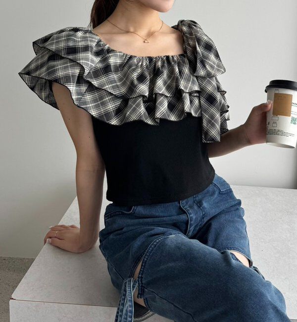  「セットで着れる／ワンショルリボントップス」|プルオーバー|