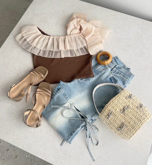  「セットで着れる／ワンショルリボントップス」|プルオーバー|