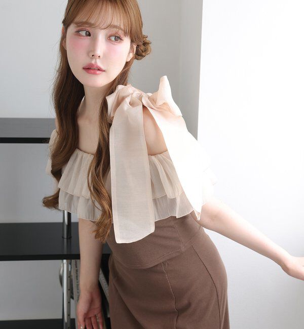  「セットで着れる／ワンショルリボントップス」|プルオーバー|