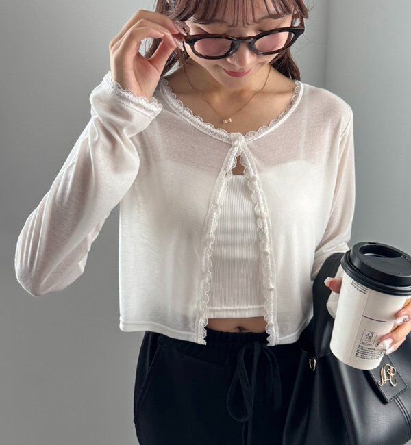  「レース付きカットカーディガン」|プルオーバー|