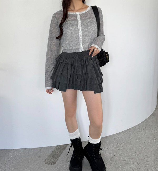  「レース付きカットカーディガン」|プルオーバー|