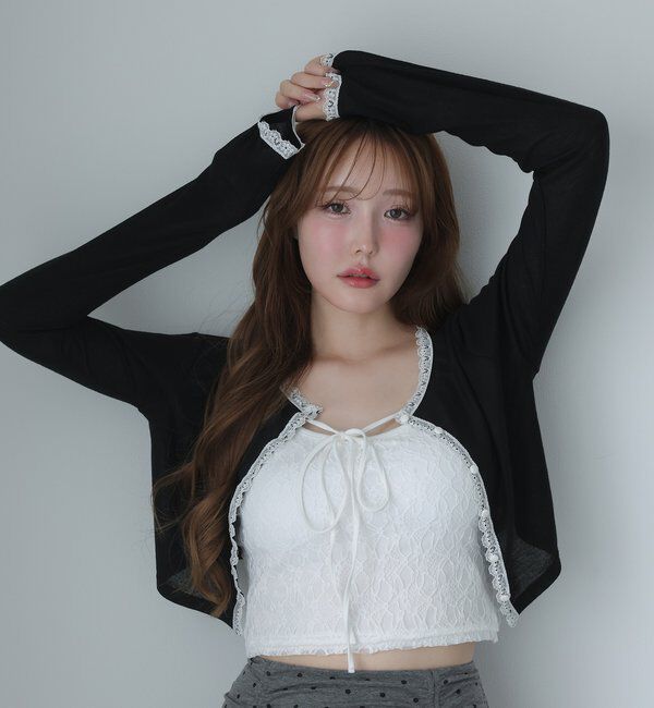  「レース付きカットカーディガン」|プルオーバー|