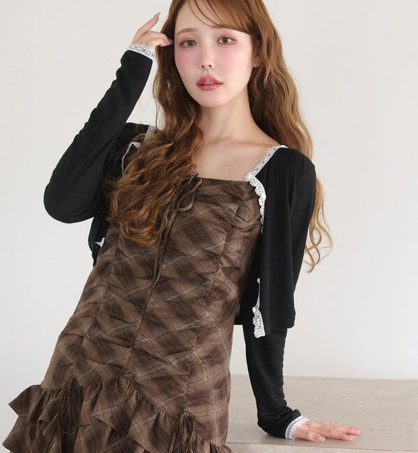  「レース付きカットカーディガン」|プルオーバー|