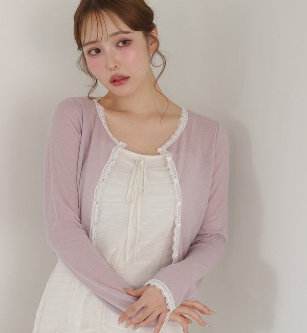  「レース付きカットカーディガン」|プルオーバー|