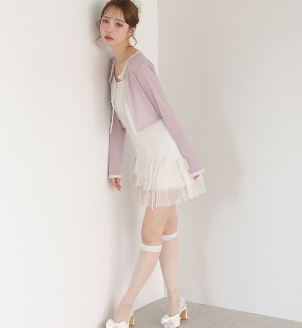  「レース付きカットカーディガン」|プルオーバー|