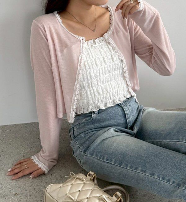  「レース付きカットカーディガン」|プルオーバー|