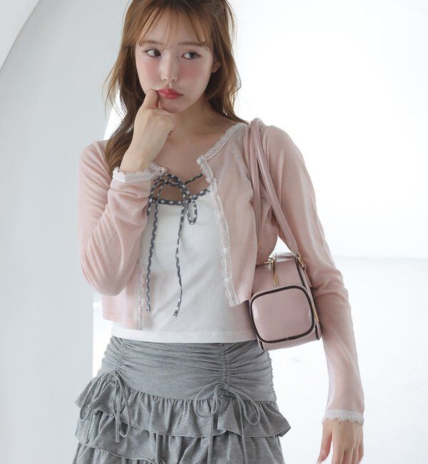  「レース付きカットカーディガン」|プルオーバー|