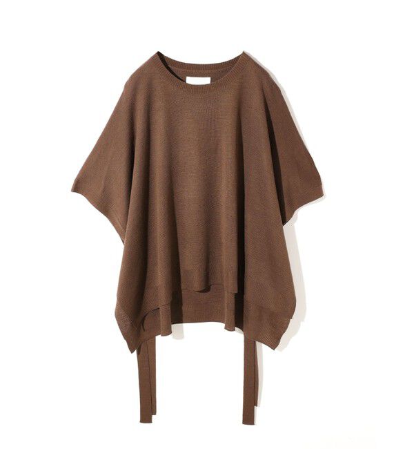 MIDIUMISOLID「MIDIUMISOLID for Ladies サイドリボンポンチョ」|ニット・セーター|ブラウン