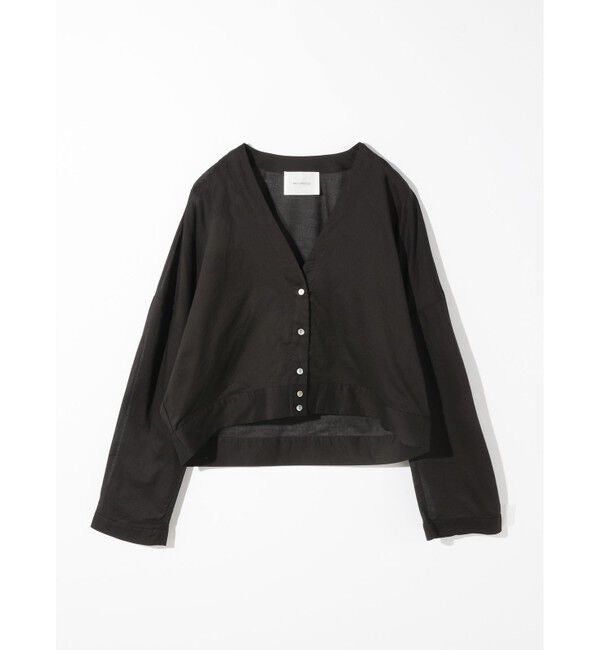 MIDIUMISOLID「MIDIUMISOLID for Ladies シアーVネックCD」|カーディガン|ブラック