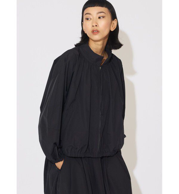 MIDIUMISOLID「MIDIUMISOLID for Ladies コットン/ナイロンスピンドルギャザーブルゾン」|テーラードジャケット|