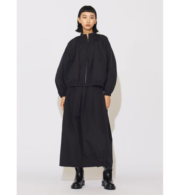 MIDIUMISOLID「MIDIUMISOLID for Ladies コットン/ナイロンスピンドルギャザーブルゾン」|テーラードジャケット|