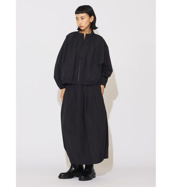 MIDIUMISOLID「MIDIUMISOLID for Ladies コットン/ナイロンスピンドルギャザーブルゾン」|テーラードジャケット|