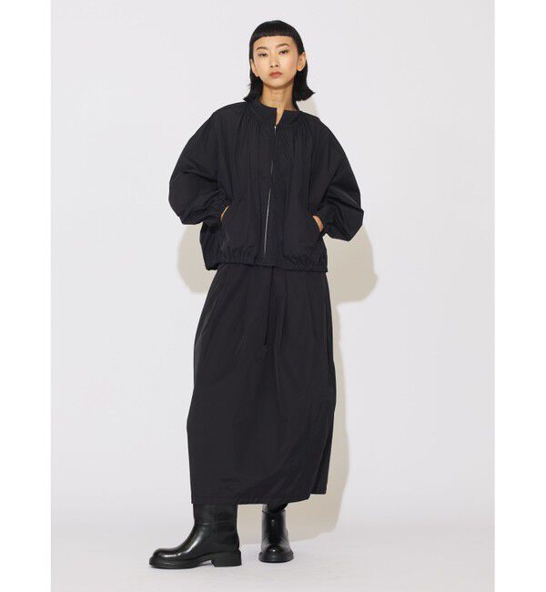 MIDIUMISOLID「MIDIUMISOLID for Ladies コットン/ナイロンスピンドルギャザーブルゾン」|テーラードジャケット|