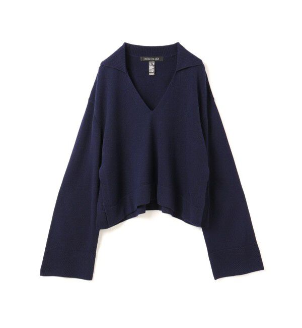 mizuiro ind「mizuiro ind スキッパープルオーバー」|ニット・セーター|ネイビー