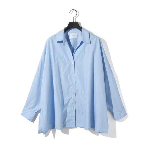 MIDIUMISOLID「MIDIUMISOLID for Ladies スキッパーポンチョシャツ」|シャツ・ブラウス|サックスストライプ