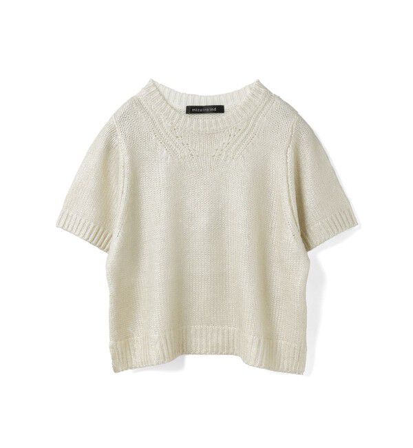 mizuiro ind「mizuiro ind 箔プリントハーフスリーブプルオーバー」|ニット・セーター|オフホワイト